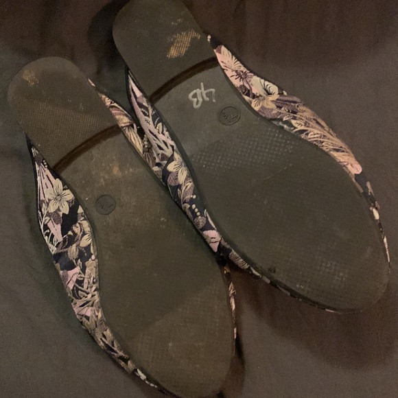 A New Day Dark Floral Material Slip On Mules Cigar Loafers - Picture 5 of 5